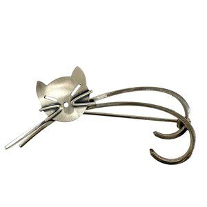 Beau Beaucraft Sterling Silver Cat Brooch Modernist Design 5g